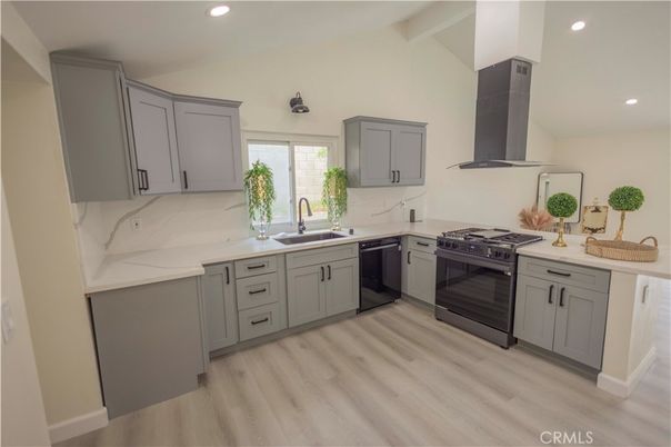 Interior, Kitchen, Recessed Lighting, Wood Texture Flooring