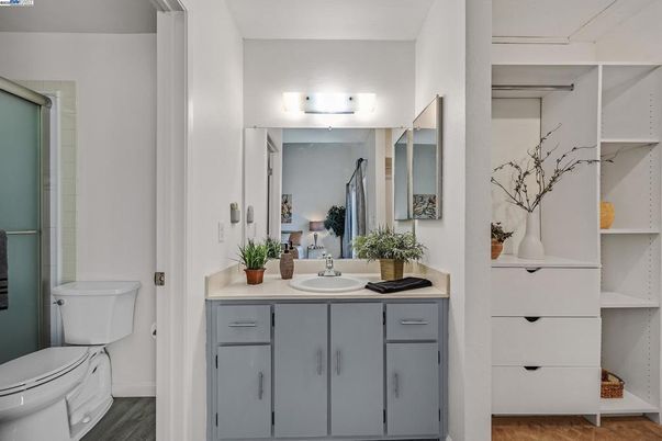 Bathroom, Dual Sink Vanities, Interior, Wood Texture Flooring