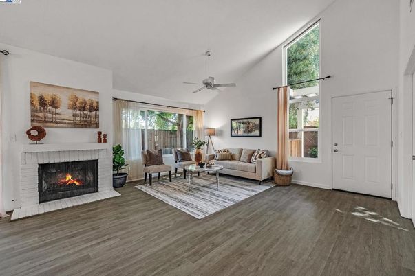 Fireplace, Interior, Living room, Wood Texture Flooring