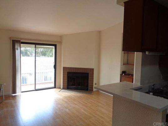 Empty room, Fireplace, Interior, Kitchen, Wood Texture Flooring