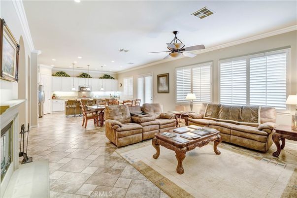 Dining room, Fireplace, Interior, Kitchen, Living room, Pendant Lights, Recessed Lighting
