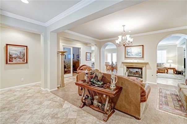 Chandelier, Fireplace, Interior, Living room, Recessed Lighting