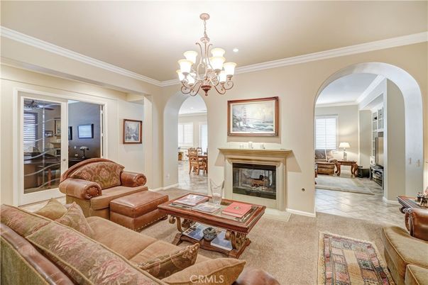 Chandelier, Fireplace, Interior, Living room
