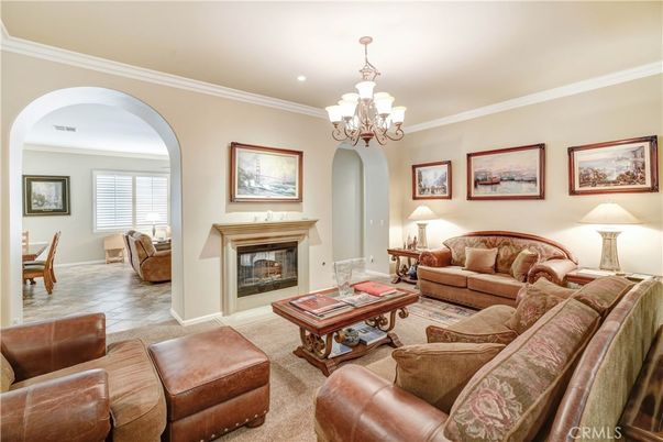 Chandelier, Dining room, Fireplace, Interior, Living room, Recessed Lighting