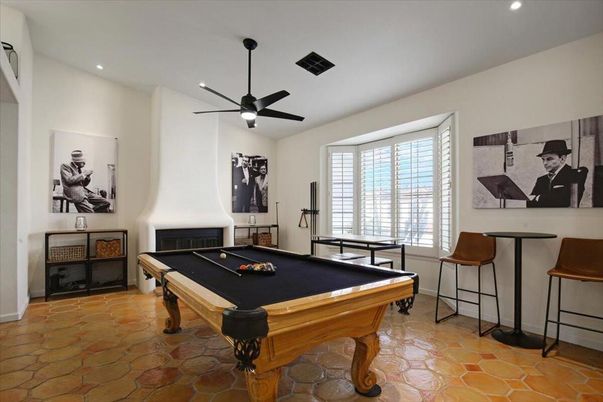 Billiard Table, Fireplace, Game Room, Interior, Recessed Lighting