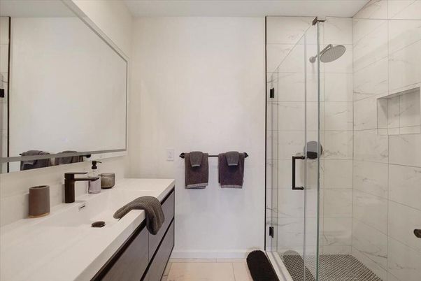 Bathroom, Glass Shower, Interior, Marble Walls