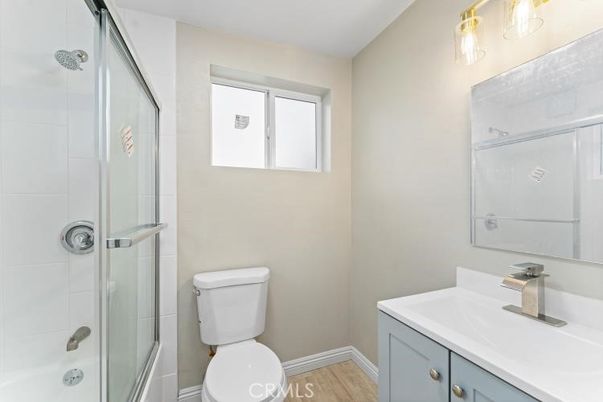 Bathroom, Glass Shower, Interior, Wood Texture Flooring