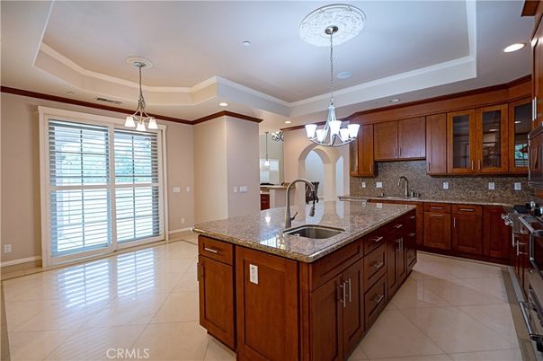 Chandelier, Interior, Kitchen, Pendant Lights, Recessed Lighting, Stainless Steel Appliances
