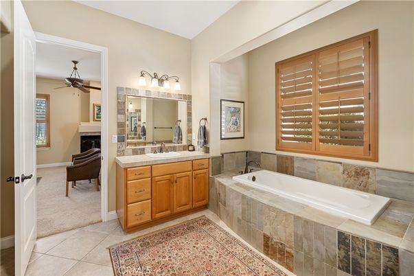 Bathroom, Dual Sink Vanities, Fireplace, Interior