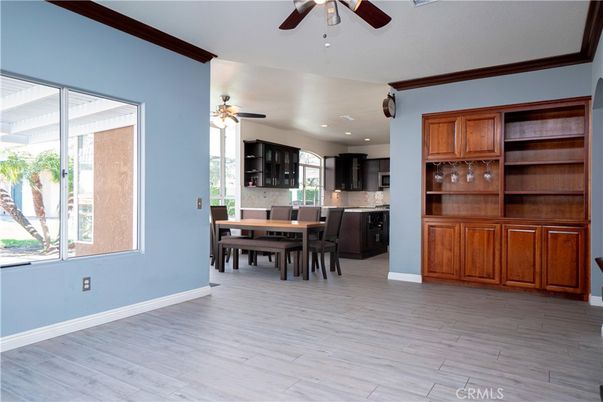 Dining room, Interior, Kitchen, Recessed Lighting, Wood Texture Flooring
