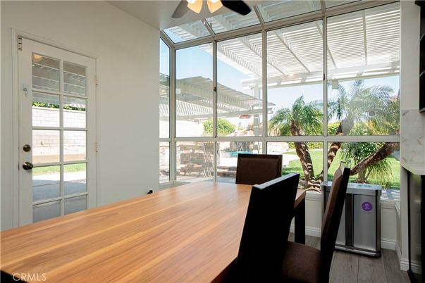 Dining room, Interior, Sun Room, Wood Texture Flooring