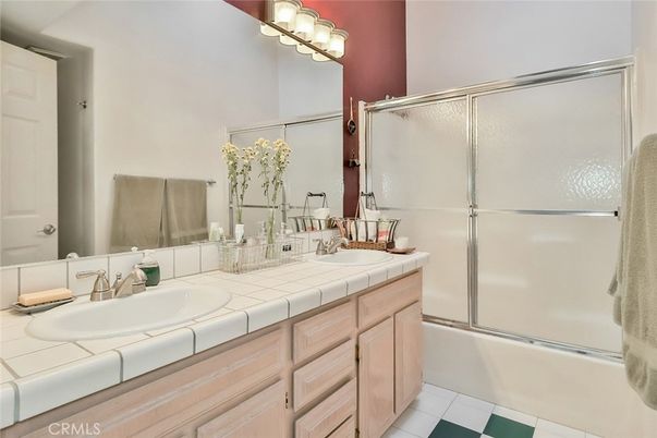 Bathroom, Dual Sink Vanities, Glass Shower, Interior, Tile Countertops
