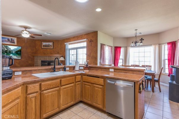 Dining room, Fireplace, Interior, Kitchen, Recessed Lighting
