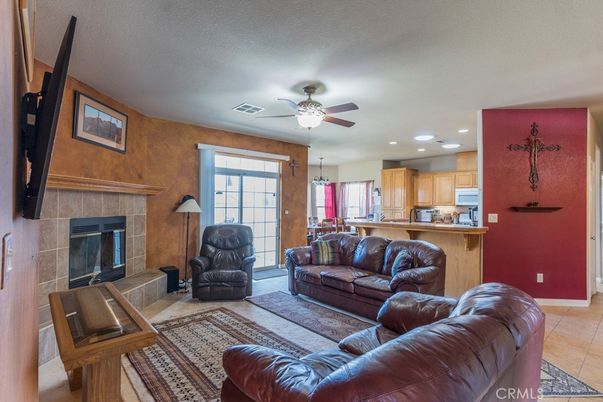 Fireplace, Interior, Kitchen, Living room, Recessed Lighting