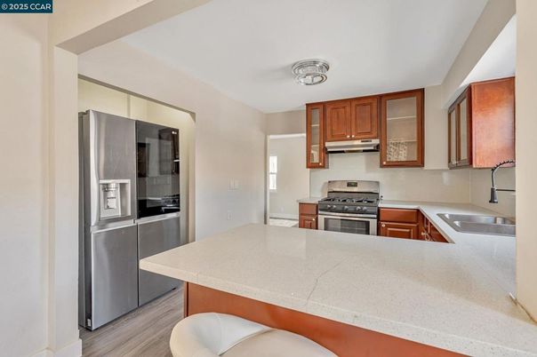Interior, Kitchen, Stainless Steel Appliances, Wood Texture Flooring