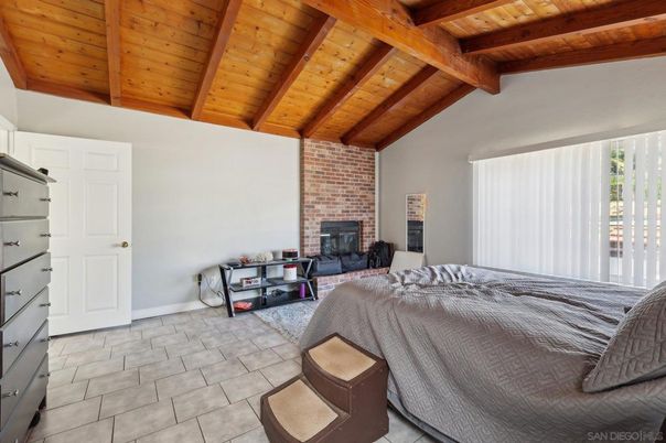 Bedroom, Fireplace, Interior, Stone Walls, Wooden Beams, Wooden Ceilings