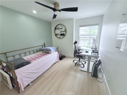 Bedroom, Home Office, Interior, Recessed Lighting, Wood Texture Flooring