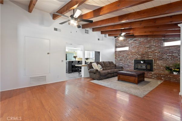 Fireplace, Interior, Living room, Stone Walls, Wooden Beams, Wood Texture Flooring