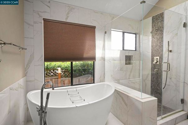 Bathroom, Free Standing Baths, Glass Shower, Interior, Marble Walls