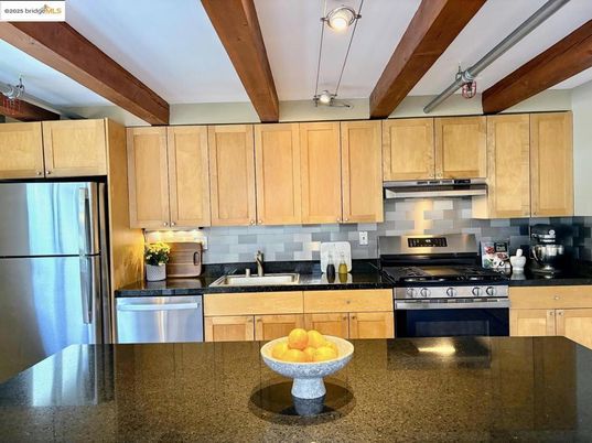 Interior, Kitchen, Stainless Steel Appliances, Wooden Beams