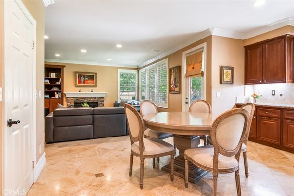 Dining room, Fireplace, Interior, Living room, Recessed Lighting