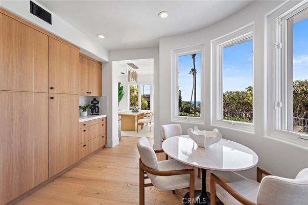 Dining room, Interior, Recessed Lighting, Wood Texture Flooring