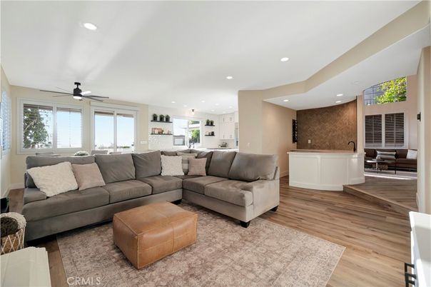 Interior, Kitchen, Living room, Recessed Lighting, Wood Texture Flooring