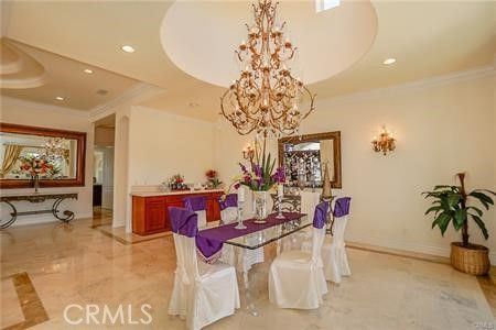 Chandelier, Dining room, Interior, Recessed Lighting