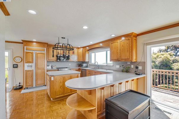 Interior, Kitchen, Recessed Lighting, Wood Texture Flooring