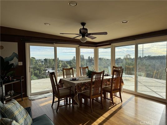 Dining room, Interior, Recessed Lighting, Wood Texture Flooring
