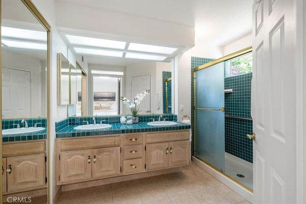 Bathroom, Dual Sink Vanities, Glass Shower, Interior, Tile Countertops