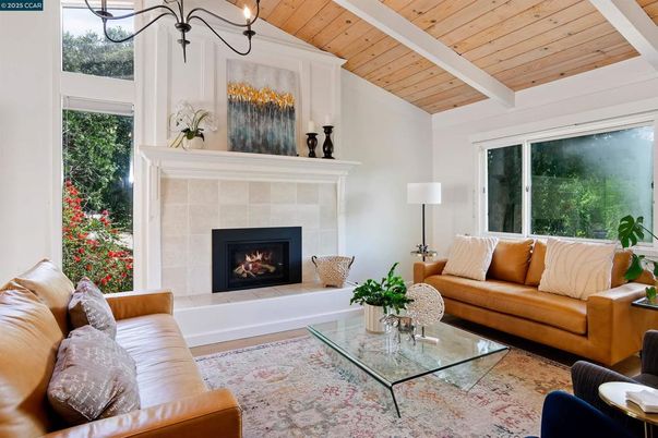 Chandelier, Fireplace, Interior, Living room, Wooden Ceilings