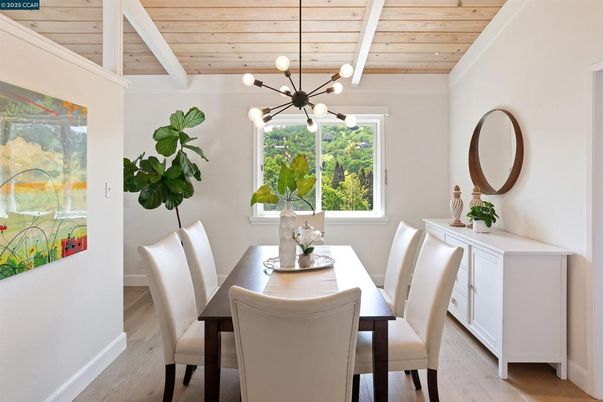 Dining room, Interior, Pendant Lights, Wooden Ceilings, Wood Texture Flooring