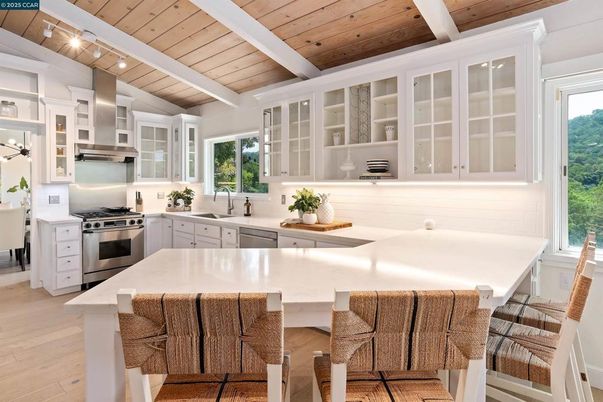 Interior, Kitchen, Stainless Steel Appliances, Wooden Ceilings, Wood Texture Flooring