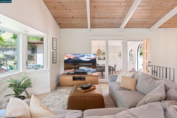 Dining room, Interior, Living room, Pendant Lights, Wooden Ceilings, Wood Texture Flooring