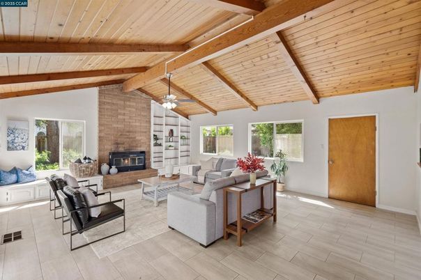 Fireplace, Interior, Living room, Stone Walls, Wooden Beams, Wooden Ceilings, Wood Texture Flooring