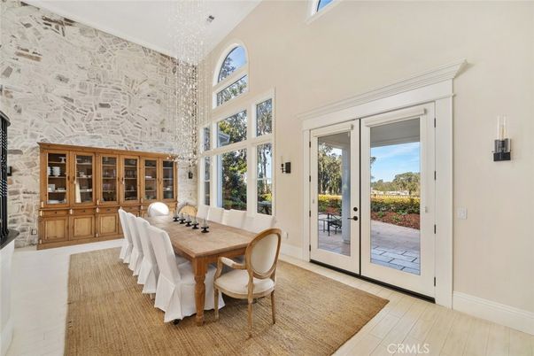 Dining room, Interior, Pendant Lights, Stone Walls, Wood Texture Flooring