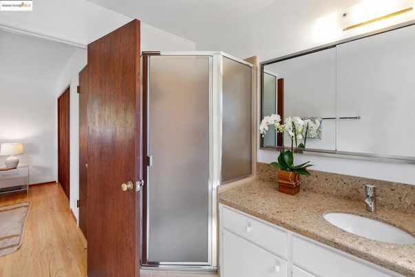 Bathroom, Glass Shower, Interior, Wood Texture Flooring