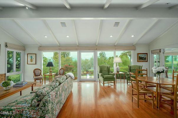 Dining room, Interior, Living room, Recessed Lighting, Wood Texture Flooring
