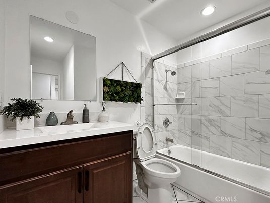 Bathroom, Glass Shower, Interior, Marble Walls, Recessed Lighting
