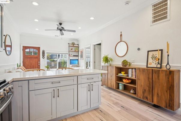 Interior, Kitchen, Recessed Lighting, Wood Texture Flooring