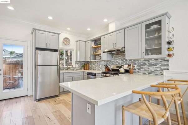 Interior, Kitchen, Recessed Lighting, Wood Texture Flooring