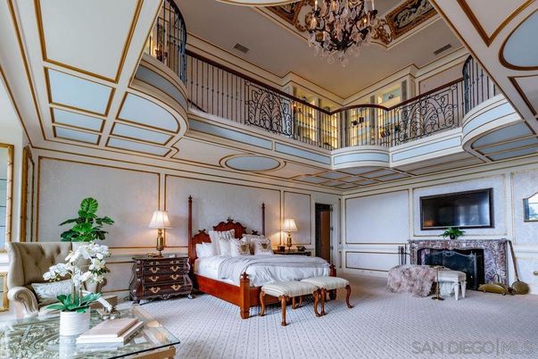 Bedroom, Chandelier, Fireplace, Interior