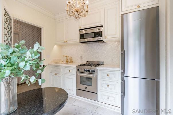 Chandelier, Interior, Kitchen, Stainless Steel Appliances