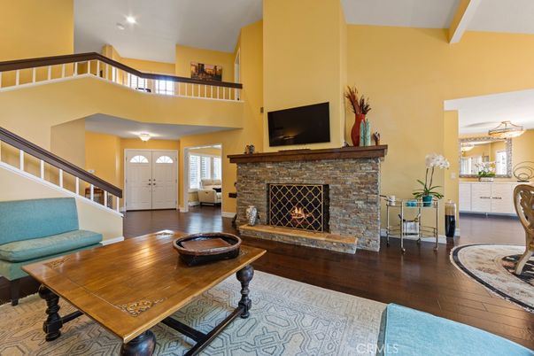 Fireplace, Interior, Recessed Lighting, Wood Texture Flooring