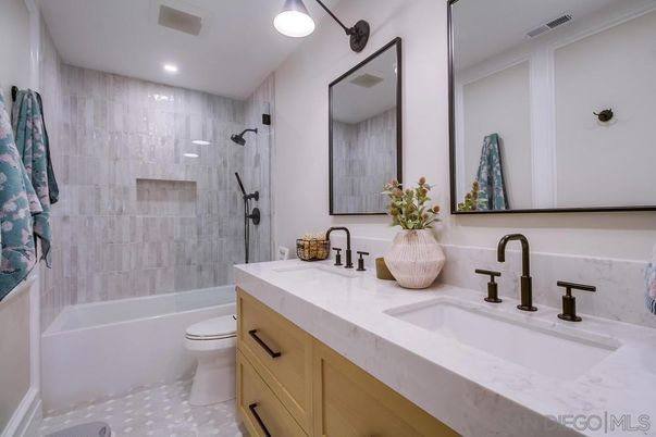 Bathroom, Dual Sink Vanities, Glass Shower, Interior, Recessed Lighting