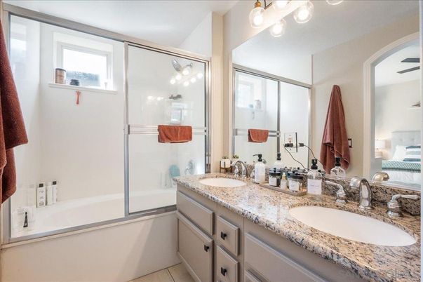 Bathroom, Dual Sink Vanities, Glass Shower, Interior