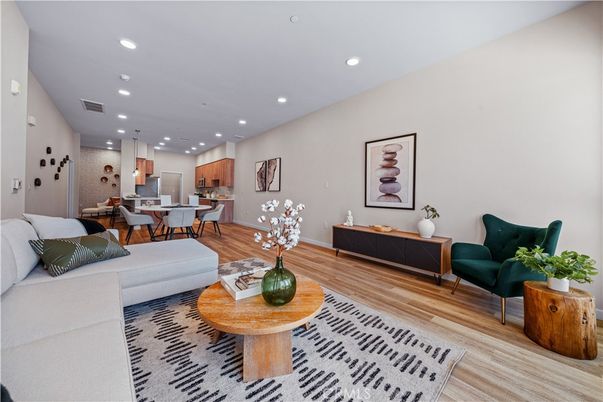 Dining room, Interior, Kitchen, Living room, Pendant Lights, Recessed Lighting, Wood Texture Flooring
