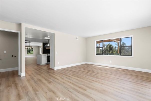 Empty room, Interior, Kitchen, Pendant Lights, Wood Texture Flooring