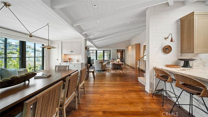 Dining room, Interior, Kitchen, Living room, Pendant Lights, Recessed Lighting, Wood Texture Flooring